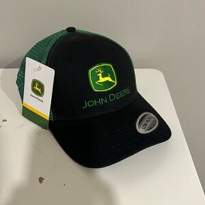 Black and green John deere hat